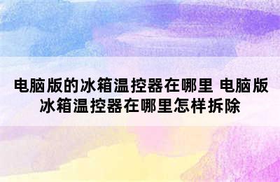 电脑版的冰箱温控器在哪里 电脑版冰箱温控器在哪里怎样拆除